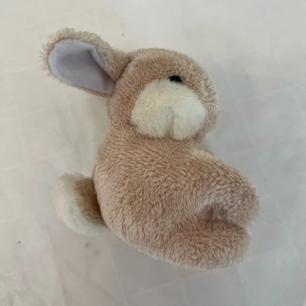 Rabbit bunny plush 4”‎ x 4” tan white Easter decor chubby cheeks